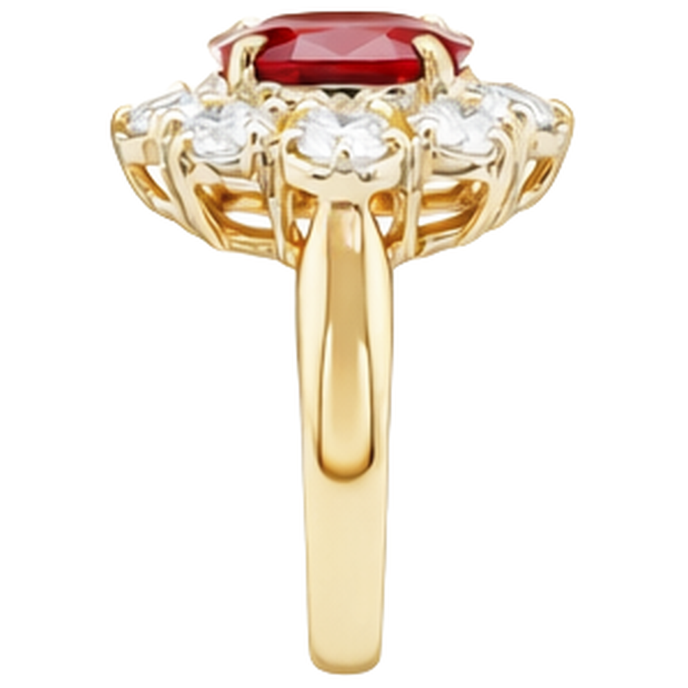 Yellow Gold 14K Red Ruby Natural Earth Mined Diamond Wedding Ring Jewelry 4 Carats