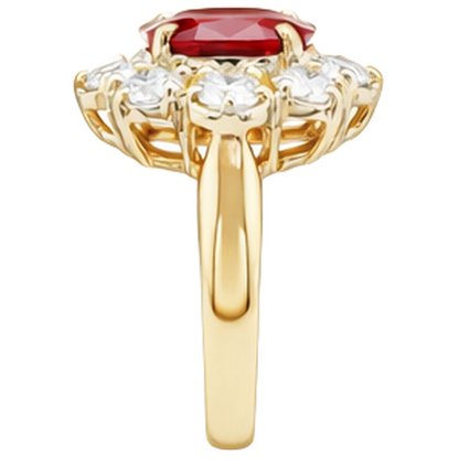 Yellow Gold 14K Red Ruby Natural Earth Mined Diamond Wedding Ring Jewelry 4 Carats