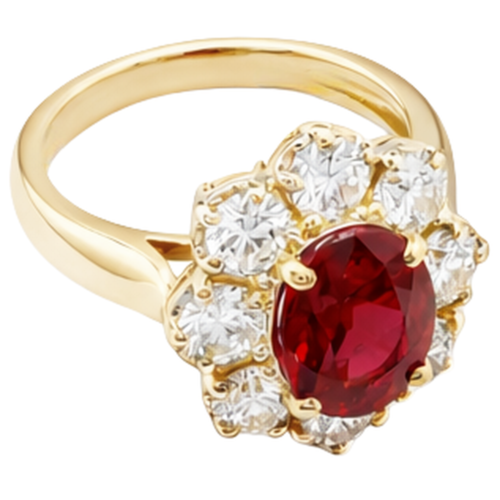 Yellow Gold 14K Red Ruby Natural Earth Mined Diamond Wedding Ring Jewelry 4 Carats
