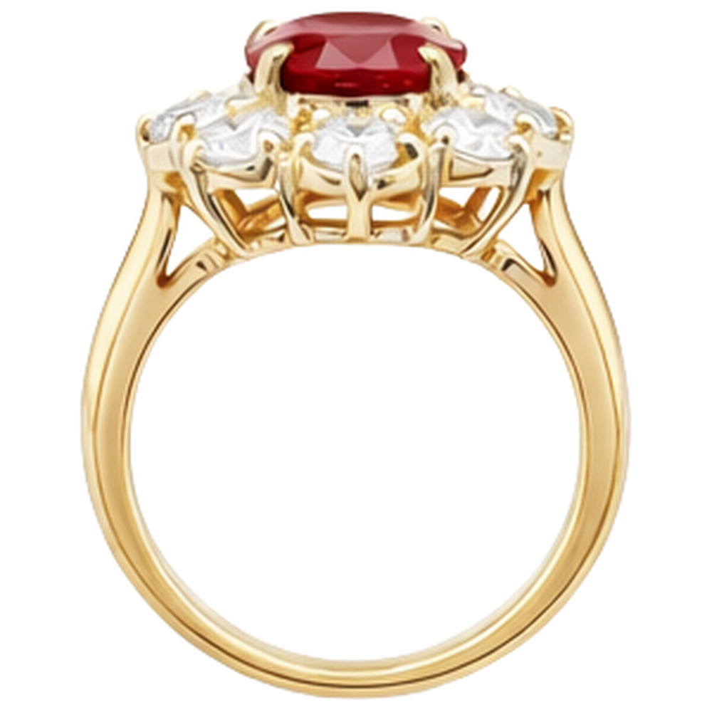 Yellow Gold 14K Red Ruby Natural Earth Mined Diamond Wedding Ring Jewelry 4 Carats