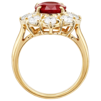 Yellow Gold 14K Red Ruby Natural Earth Mined Diamond Wedding Ring Jewelry 4 Carats