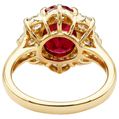 Yellow Gold 14K Red Ruby Natural Earth Mined Diamond Wedding Ring Jewelry 4 Carats