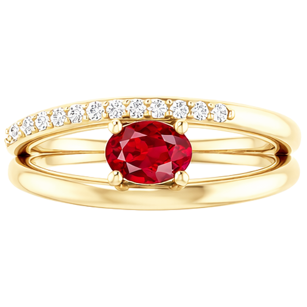 Yellow Gold 14K Ruby And Natural Earth Mined Diamonds 2.60 Carats Ring New