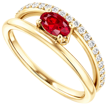 Yellow Gold 14K Ruby And Natural Earth Mined Diamonds 2.60 Carats Ring New