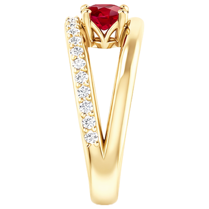 Yellow Gold 14K Ruby And Natural Earth Mined Diamonds 2.60 Carats Ring New