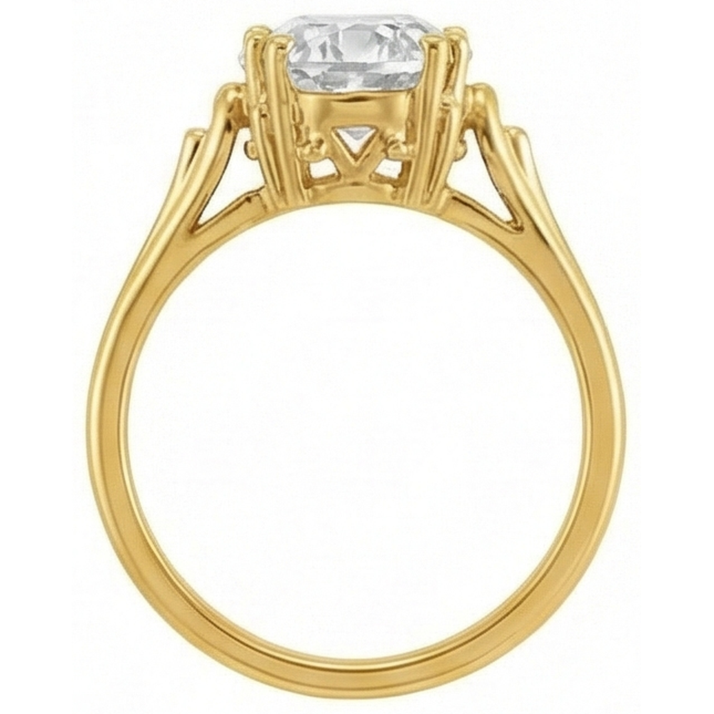 Yellow Gold 5 Carats Oval Old Miner Natural Diamond Solitaire Ring