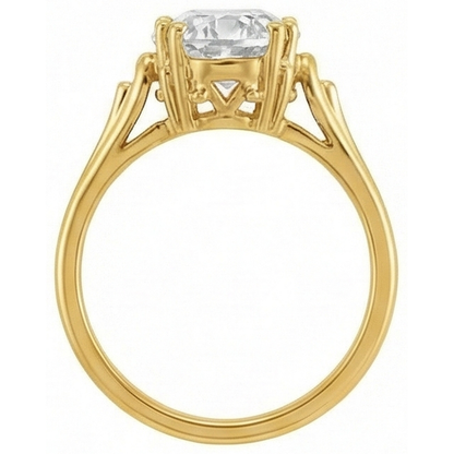 Yellow Gold 5 Carats Oval Old Miner Natural Diamond Solitaire Ring