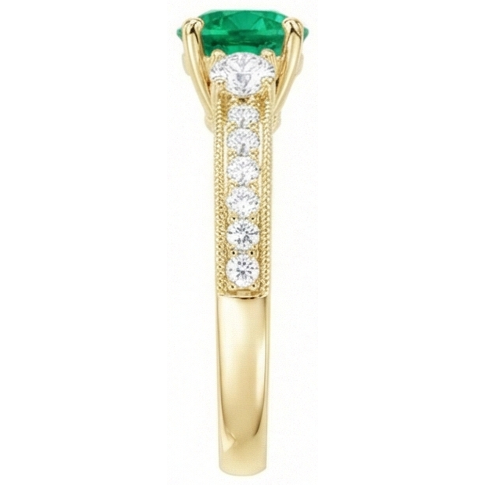 natural round emerald 2ct ring top view