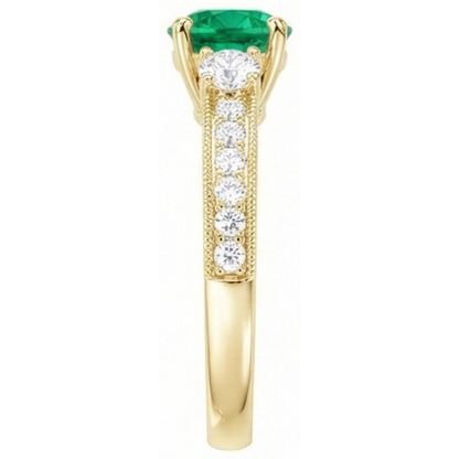natural round emerald 2ct ring top view
