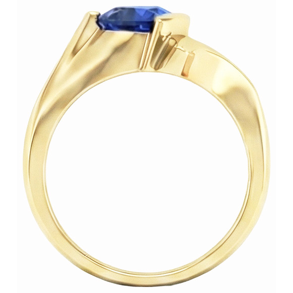 Natural Real ( Not Lab Grown )  Yellow Gold Gemstone Ring Trillion Shaped Ceylon Sapphire 1 Carat