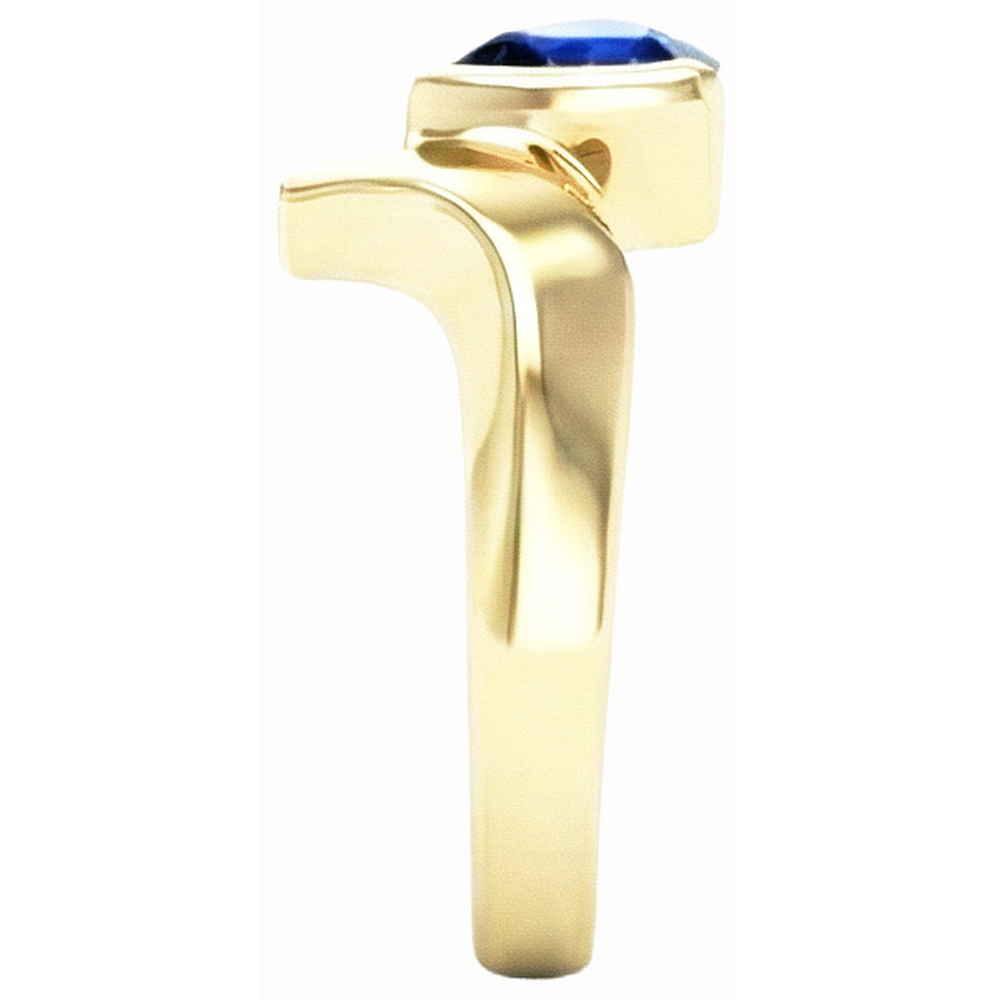 Natural Real ( Not Lab Grown )  Yellow Gold Gemstone Ring Trillion Shaped Ceylon Sapphire 1 Carat