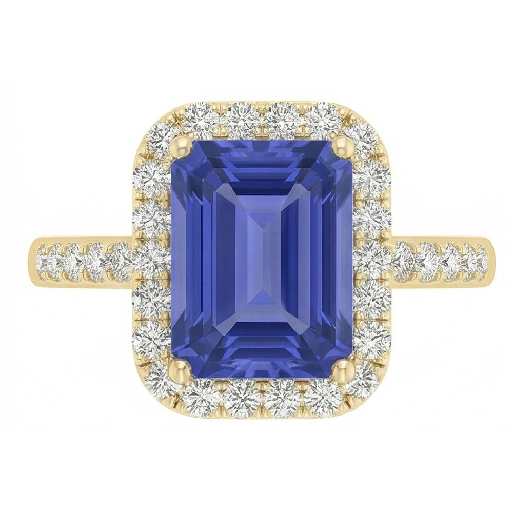 Yellow Gold Halo Anniversary Ring & Round Natural Earth Mined Diamonds 4 Carats Jewelry