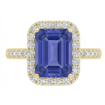 Yellow Gold Halo Anniversary Ring & Round Natural Earth Mined Diamonds 4 Carats Jewelry