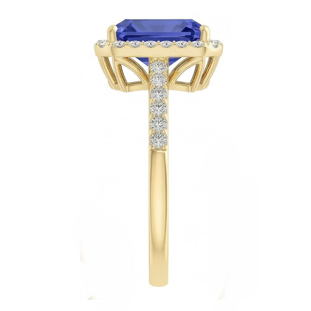 Yellow Gold Halo Anniversary Ring & Round Natural Earth Mined Diamonds 4 Carats Jewelry