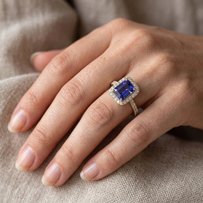 Yellow Gold Halo Anniversary Ring & Round Natural Earth Mined Diamonds 4 Carats Jewelry
