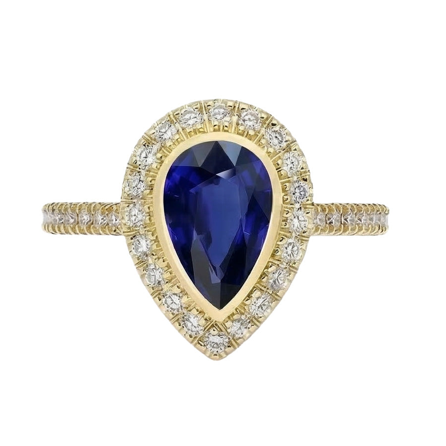 natural round sapphire 4ct ring side angle
