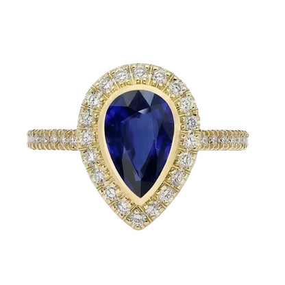 natural round sapphire 4ct ring side angle