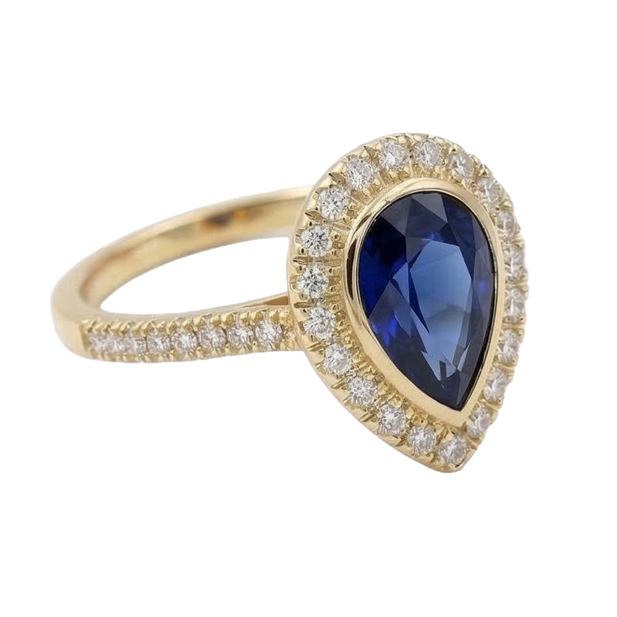 natural round sapphire 4ct ring front view