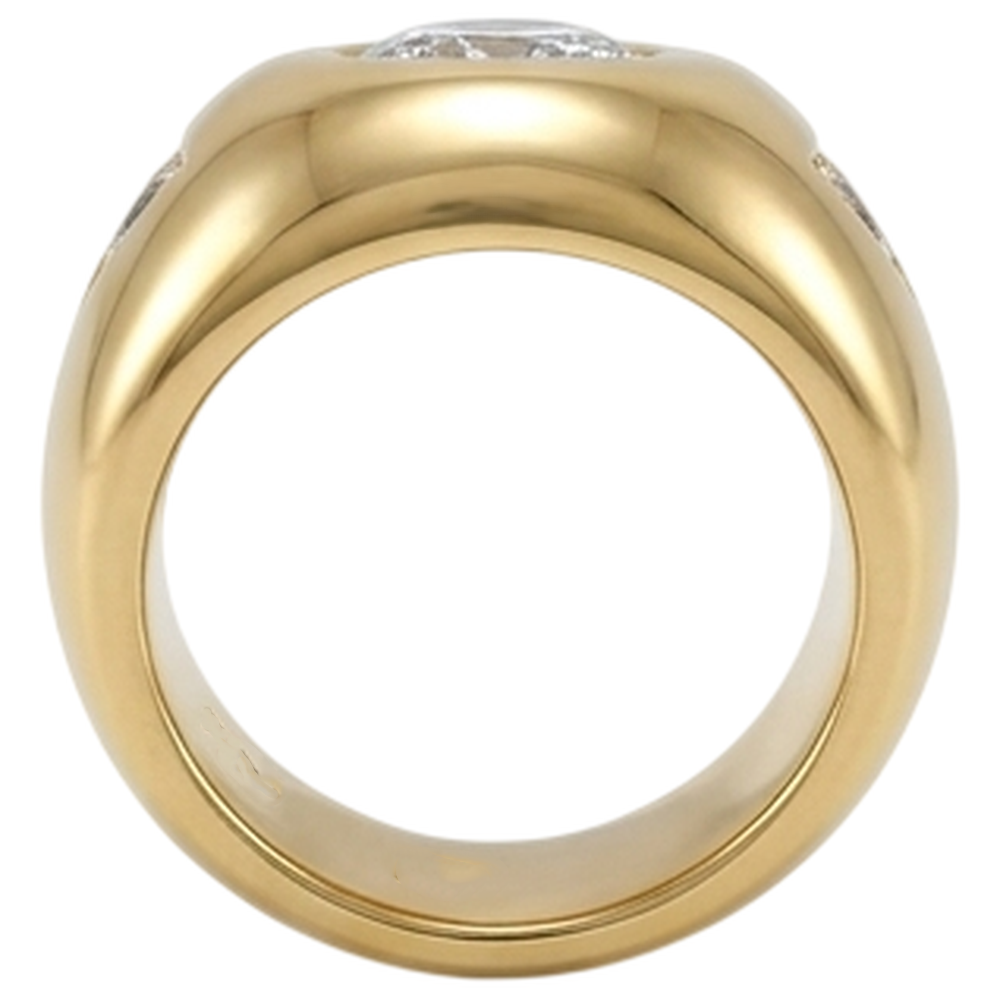Yellow Gold Men's Ring Old Cut Round Diamonds Three Stone 2.25 Carats