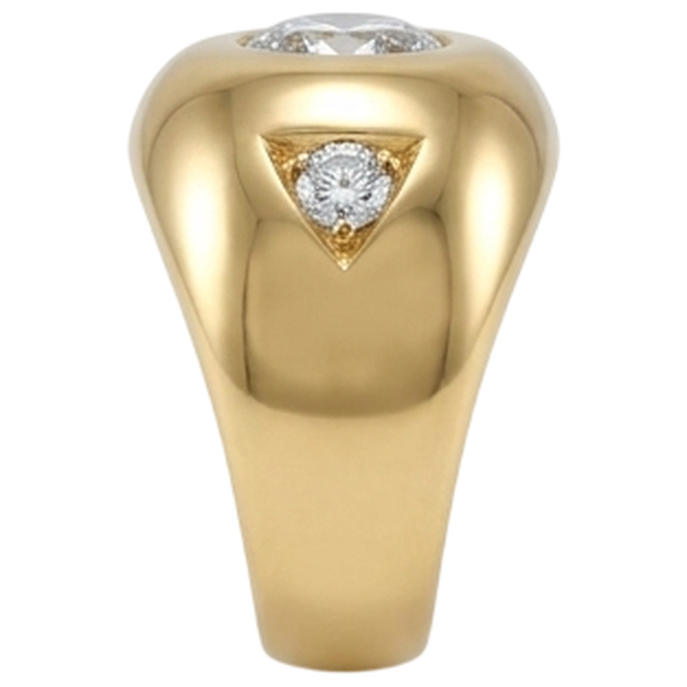 Yellow Gold Men's Ring Old Cut Round Diamonds Three Stone 2.25 Carats