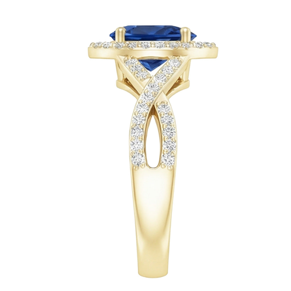 natural round sapphire 4ct ring on white background