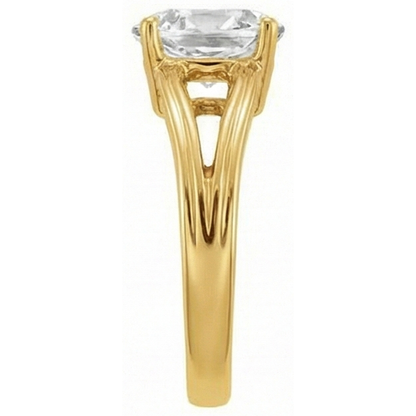 Yellow Gold Oval Natural Diamond Old Mine Cut Ring Split Shank 5 Carats