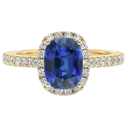 Yellow Gold Oval Sapphire Halo Natural Earth Mined Diamond Ring 11.25 Carats 14K