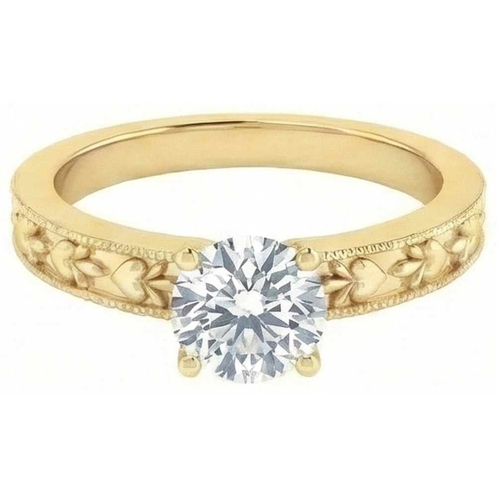 Yellow Gold Round Cut 1.75 Carat Sparkling Natural Earth Mined Diamond Anniversary Ring