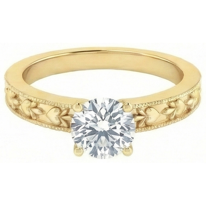 Yellow Gold Round Cut 1.75 Carat Sparkling Natural Earth Mined Diamond Anniversary Ring