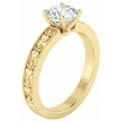 Yellow Gold Round Cut 1.75 Carat Sparkling Natural Earth Mined Diamond Anniversary Ring