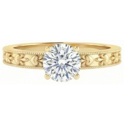 Yellow Gold Round Cut 1.75 Carat Sparkling Natural Earth Mined Diamond Anniversary Ring