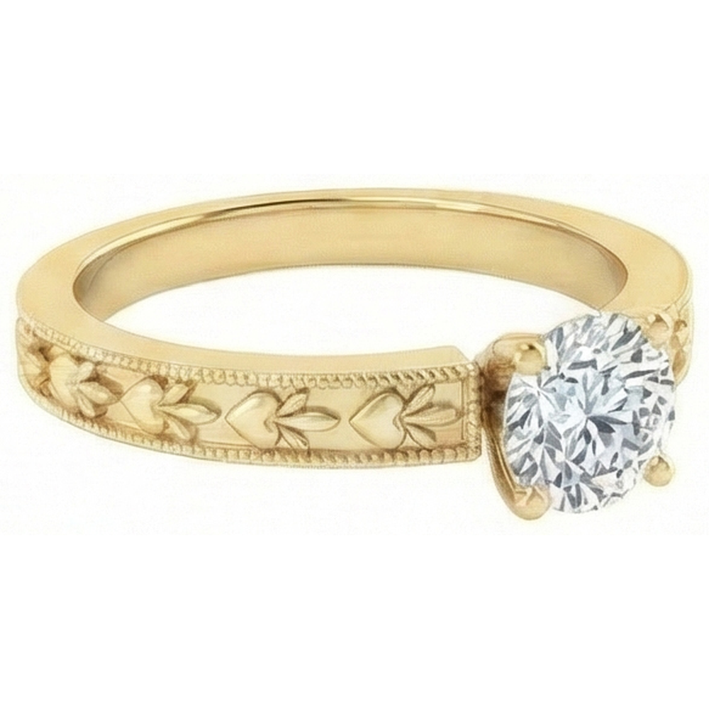 Yellow Gold Round Cut 1.75 Carat Sparkling Natural Earth Mined Diamond Anniversary Ring