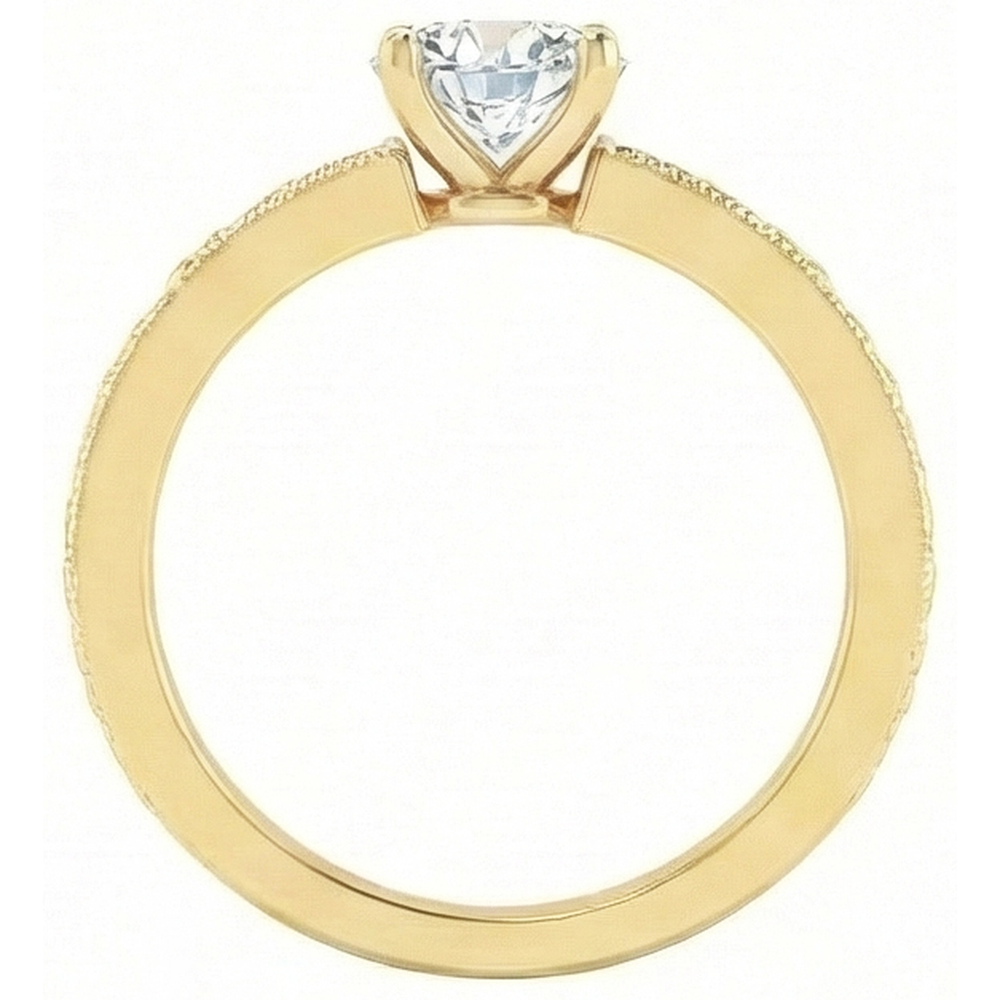 Yellow Gold Round Cut 1.75 Carat Sparkling Natural Earth Mined Diamond Anniversary Ring