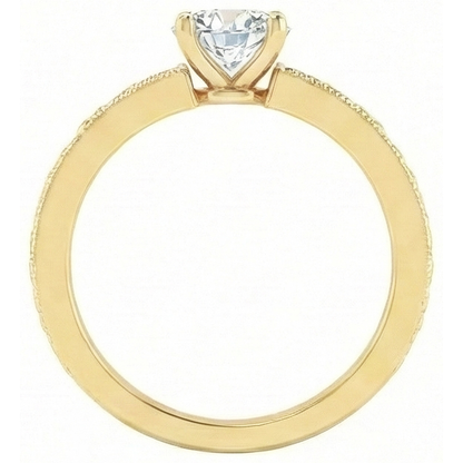 Yellow Gold Round Cut 1.75 Carat Sparkling Natural Earth Mined Diamond Anniversary Ring