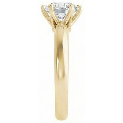 Yellow Gold Solitaire Ring Old Mine Cut Real Natural Earth Mined Diamond Prong Set 2.50 Carats