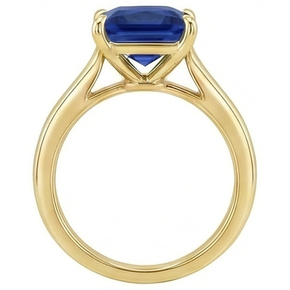 Natural Real ( Not Lab Grown )  Yellow Gold Solitaire Ring Princess Blue Sapphire Gemstone 5 Carats