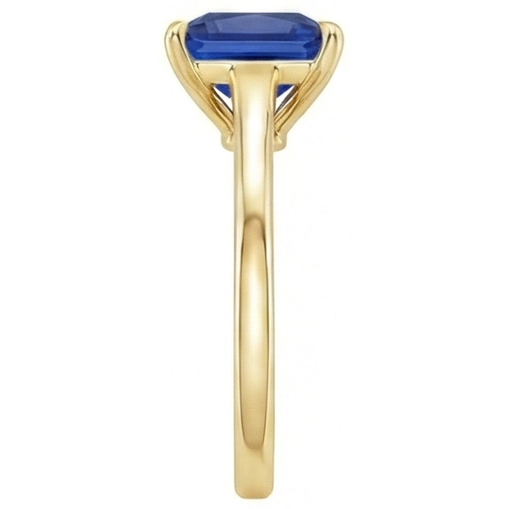 Natural Real ( Not Lab Grown )  Yellow Gold Solitaire Ring Princess Blue Sapphire Gemstone 5 Carats