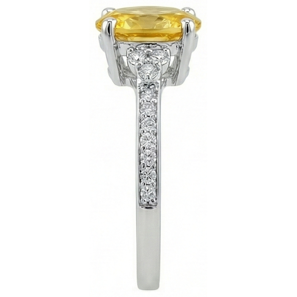 Yellow Sapphire And Natural Earth Mined Diamonds 3.50 Ct Wedding Ring White Gold 14K