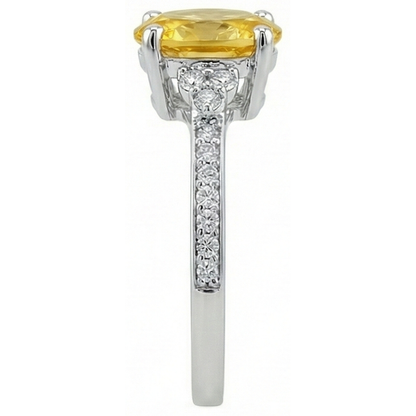 Yellow Sapphire And Natural Earth Mined Diamonds 3.50 Ct Wedding Ring White Gold 14K
