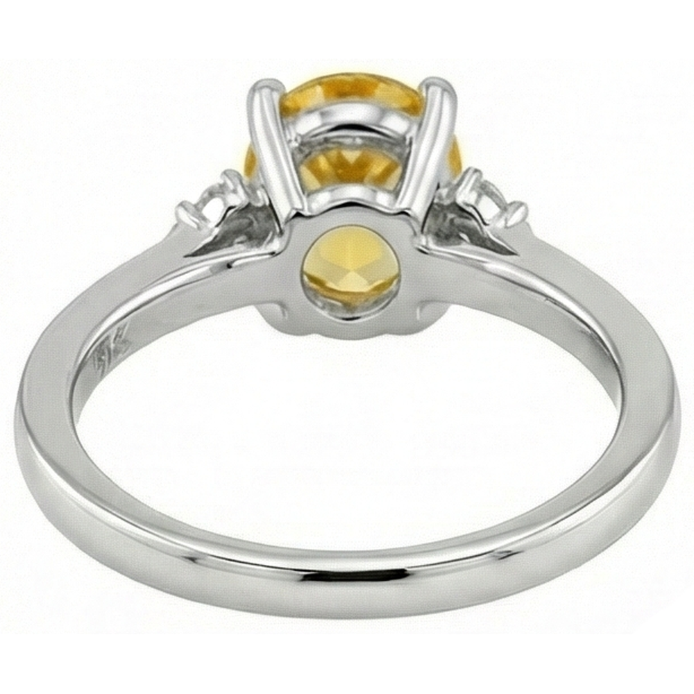 Yellow Sapphire And Natural Earth Mined Diamonds 3.50 Ct Wedding Ring White Gold 14K