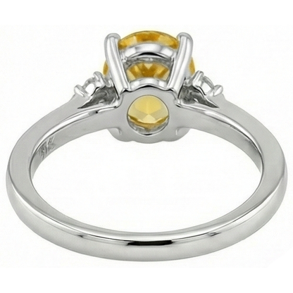 Yellow Sapphire And Natural Earth Mined Diamonds 3.50 Ct Wedding Ring White Gold 14K
