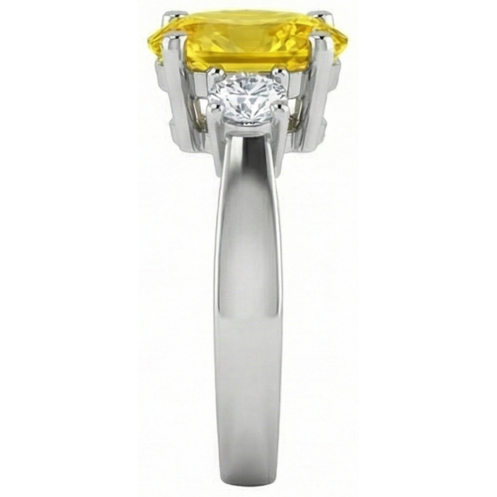 Yellow Sapphire And Natural Earth Mined Diamonds 3.70 Ct Wedding Ring White Gold 14K