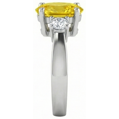 Yellow Sapphire And Natural Earth Mined Diamonds 3.70 Ct Wedding Ring White Gold 14K