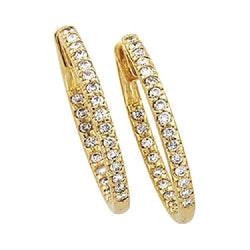 Yellow Gold 1 Carat Diamond Hoop Earrings