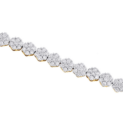 Yellow Gold 10K 6 Ct Round Lab Grown Diamond Cluster Tennis Bracelet Jewelry