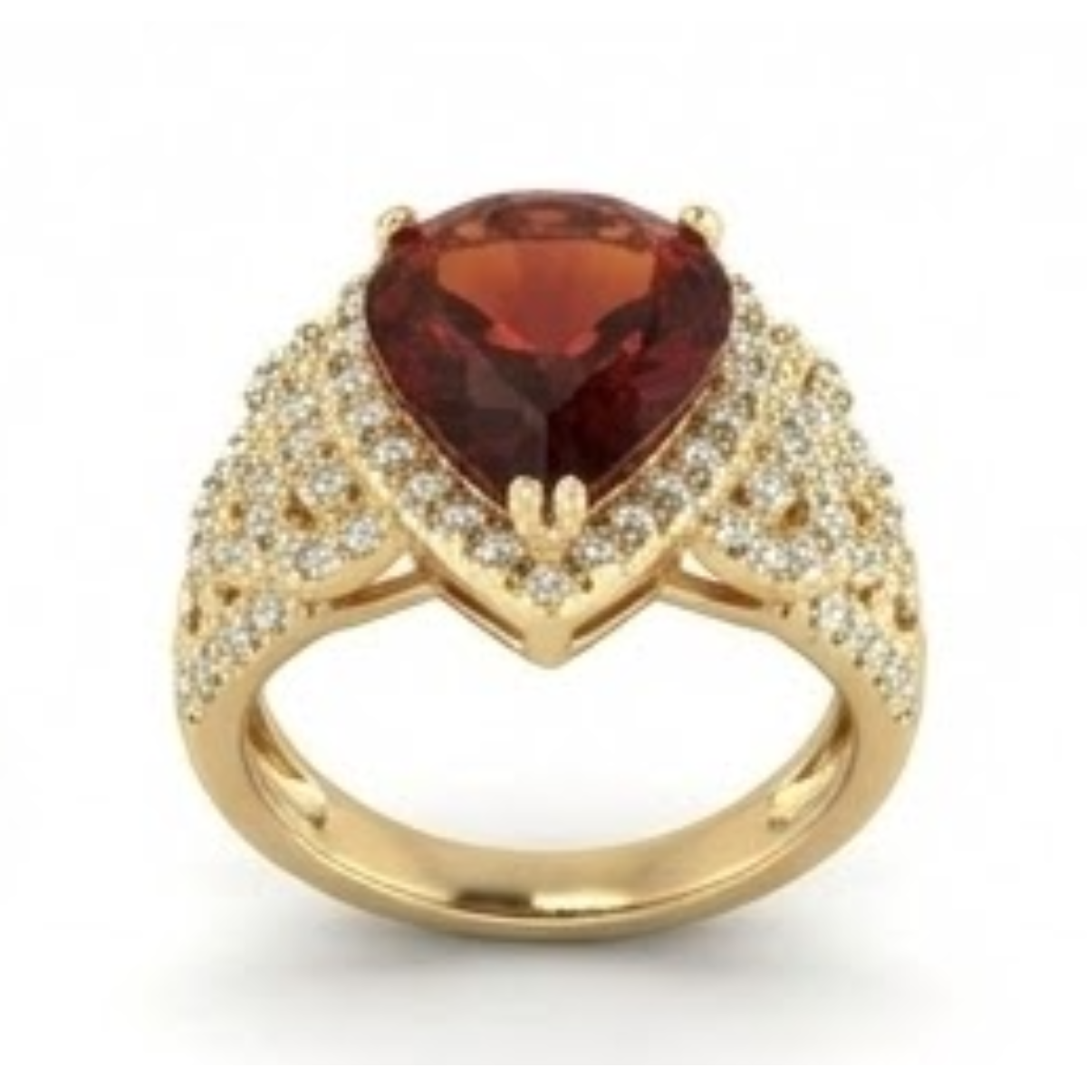 Yellow Gold 14K Madeira Citrine & Natural Earth Mined Diamond Fancy Ring 19 Carats