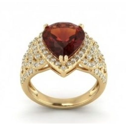 Yellow Gold 14K Madeira Citrine & Natural Earth Mined Diamond Fancy Ring 19 Carats