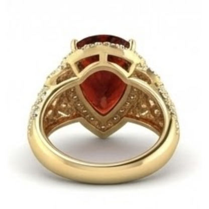 Yellow Gold 14K Madeira Citrine & Natural Earth Mined Diamond Fancy Ring 19 Carats