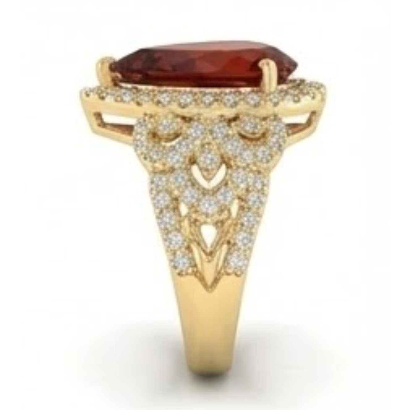 Yellow Gold 14K Madeira Citrine & Natural Earth Mined Diamond Fancy Ring 19 Carats