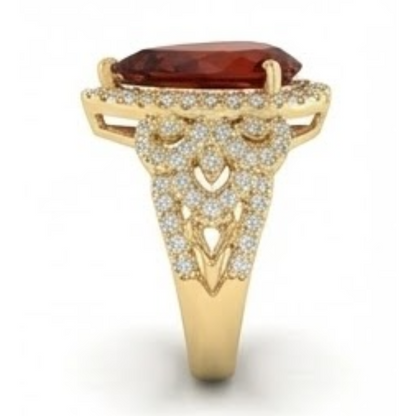 Yellow Gold 14K Madeira Citrine & Natural Earth Mined Diamond Fancy Ring 19 Carats